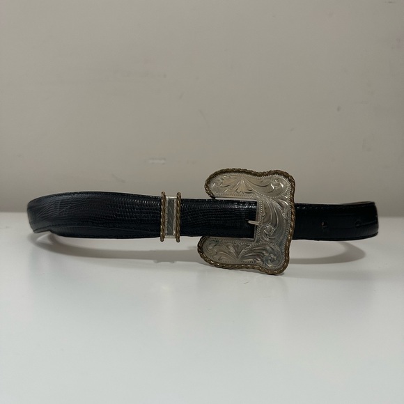 Al Beres Black Leather Belt with Silver Buckle Women’s Size 26 - Picture 4 of 14
